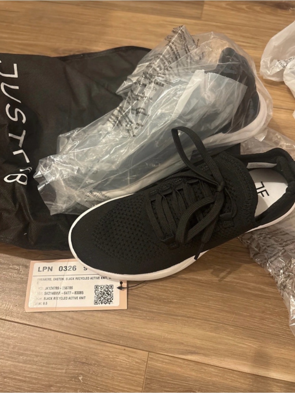 JustFab women’s Black Knit Lace-Up Sneakers